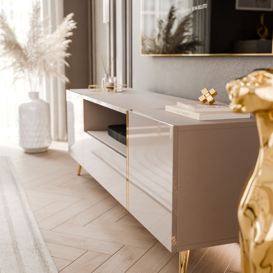 ONYX Wohnzimmer Set in Kaschmir mit goldenen Beinen