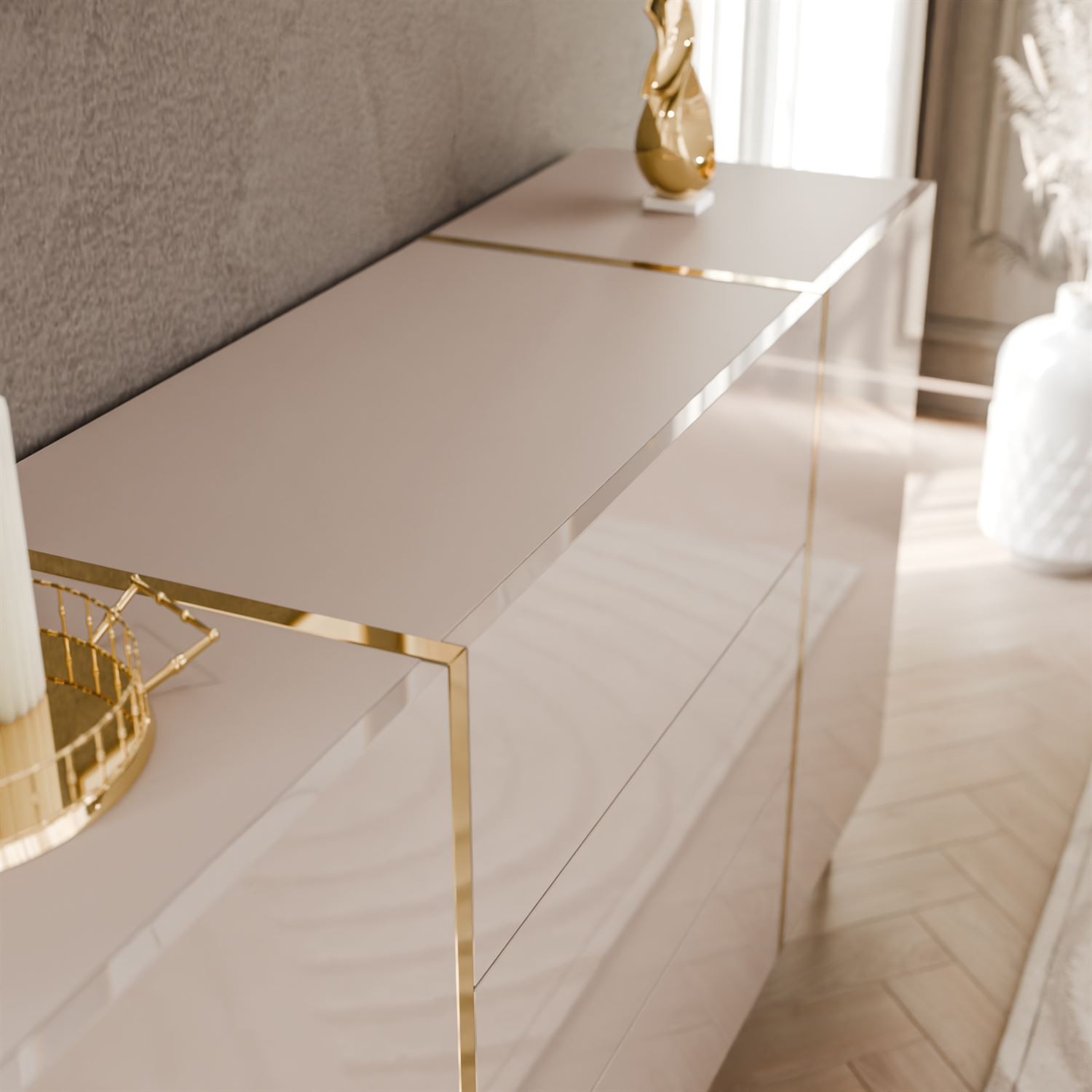 ONYX Wohnzimmer Set in Kaschmir mit goldenen Beinen