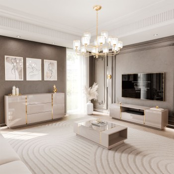 Wohnzimmer-Set ONYX Kaschmir Hochglanz