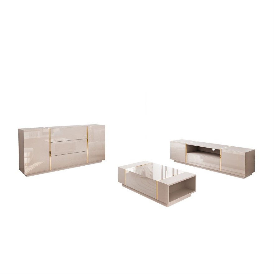 Wohnzimmer-Set ONYX Kaschmir Hochglanz