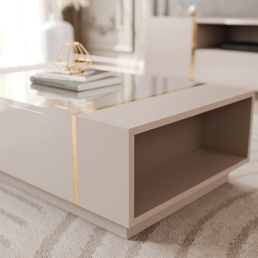 Wohnzimmer-Set ONYX Kaschmir Hochglanz