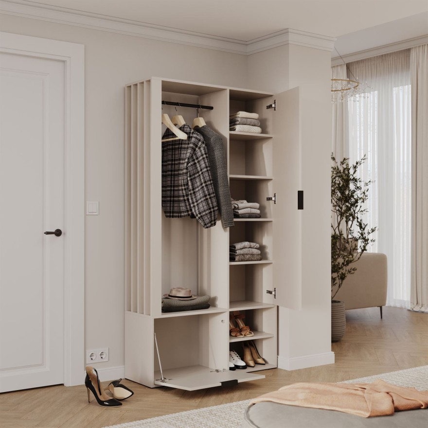 Garderobe FORIS mit Spiegel und Kleiderstangen