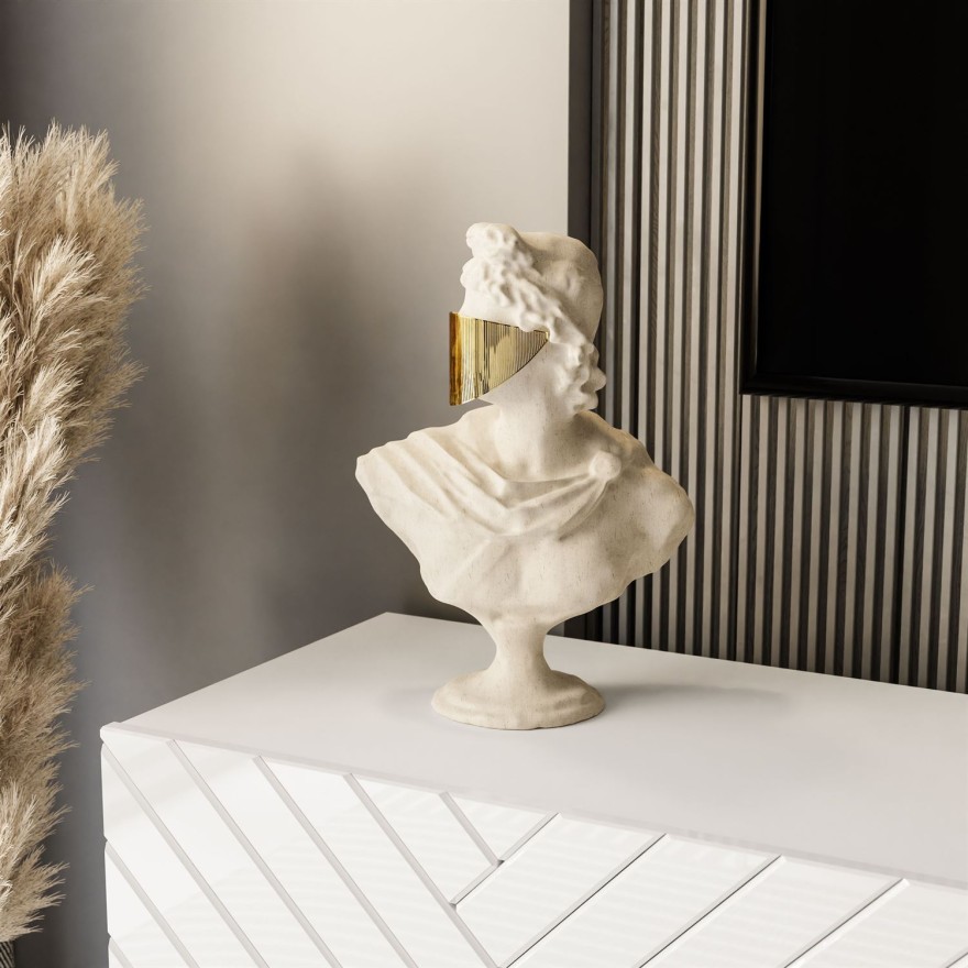 SANTILE TV Schrank, 190 cm in Hochglanz mit goldenen Beinen