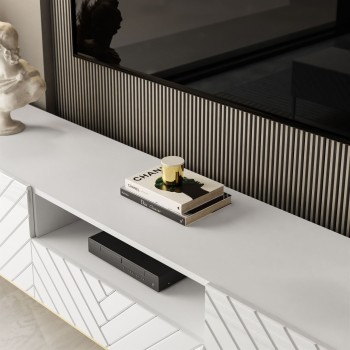 SANTILE TV Schrank, 190 cm in Hochglanz mit goldenen Beinen