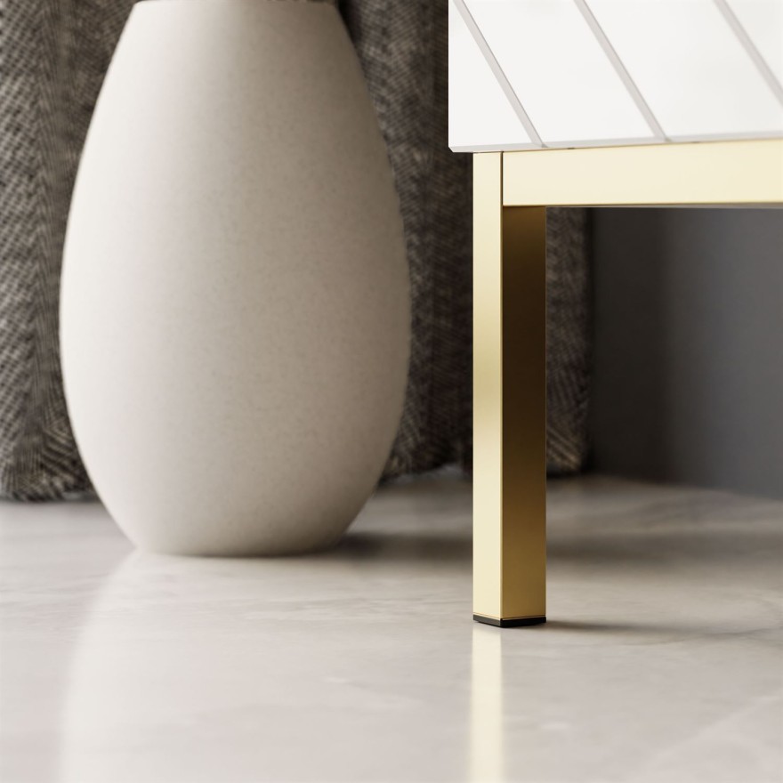 SANTILE TV Schrank, 190 cm in Hochglanz mit goldenen Beinen