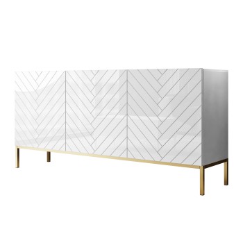Kommode SANTILE auf goldenen Beinen Hochglanz