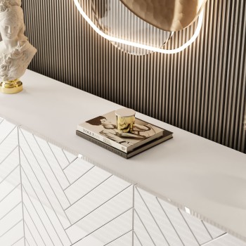 Kommode SANTILE auf goldenen Beinen Hochglanz