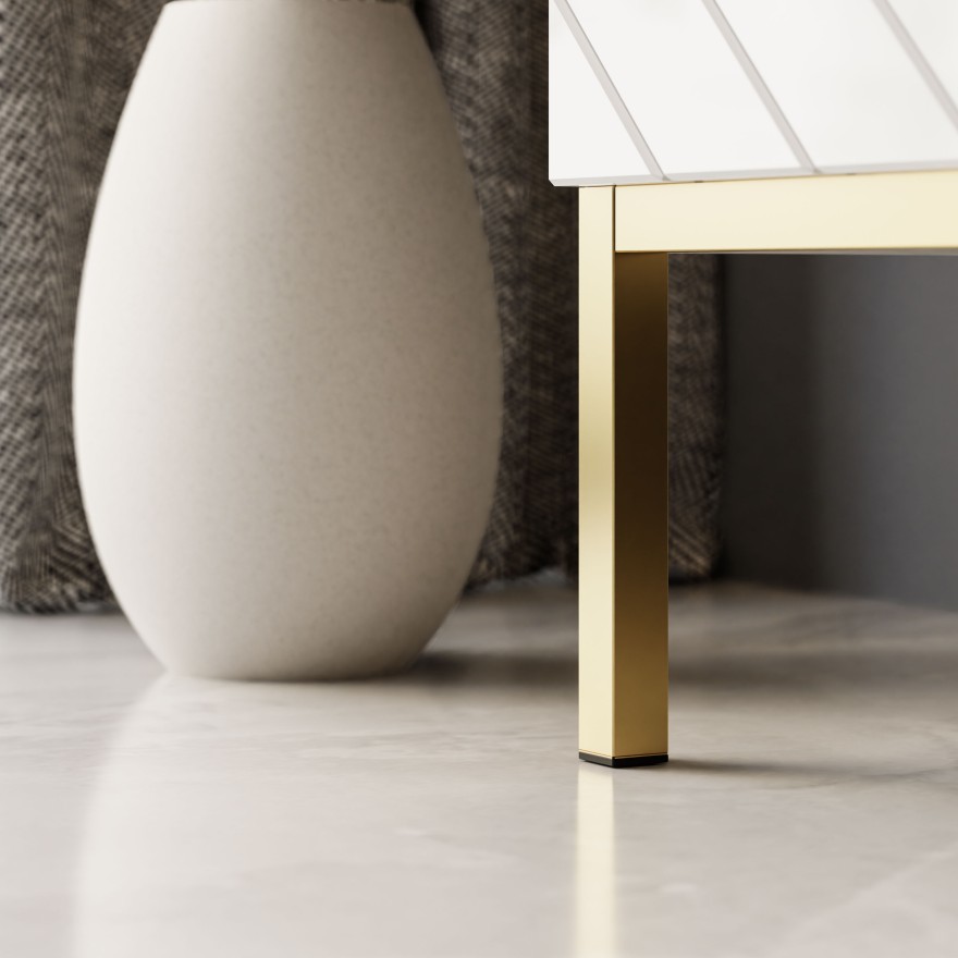 Kommode SANTILE auf goldenen Beinen Hochglanz