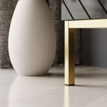 Kommode SANTILE auf goldenen Beinen Hochglanz