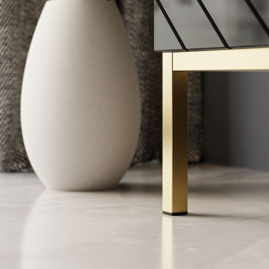 Kommode SANTILE auf goldenen Beinen Hochglanz