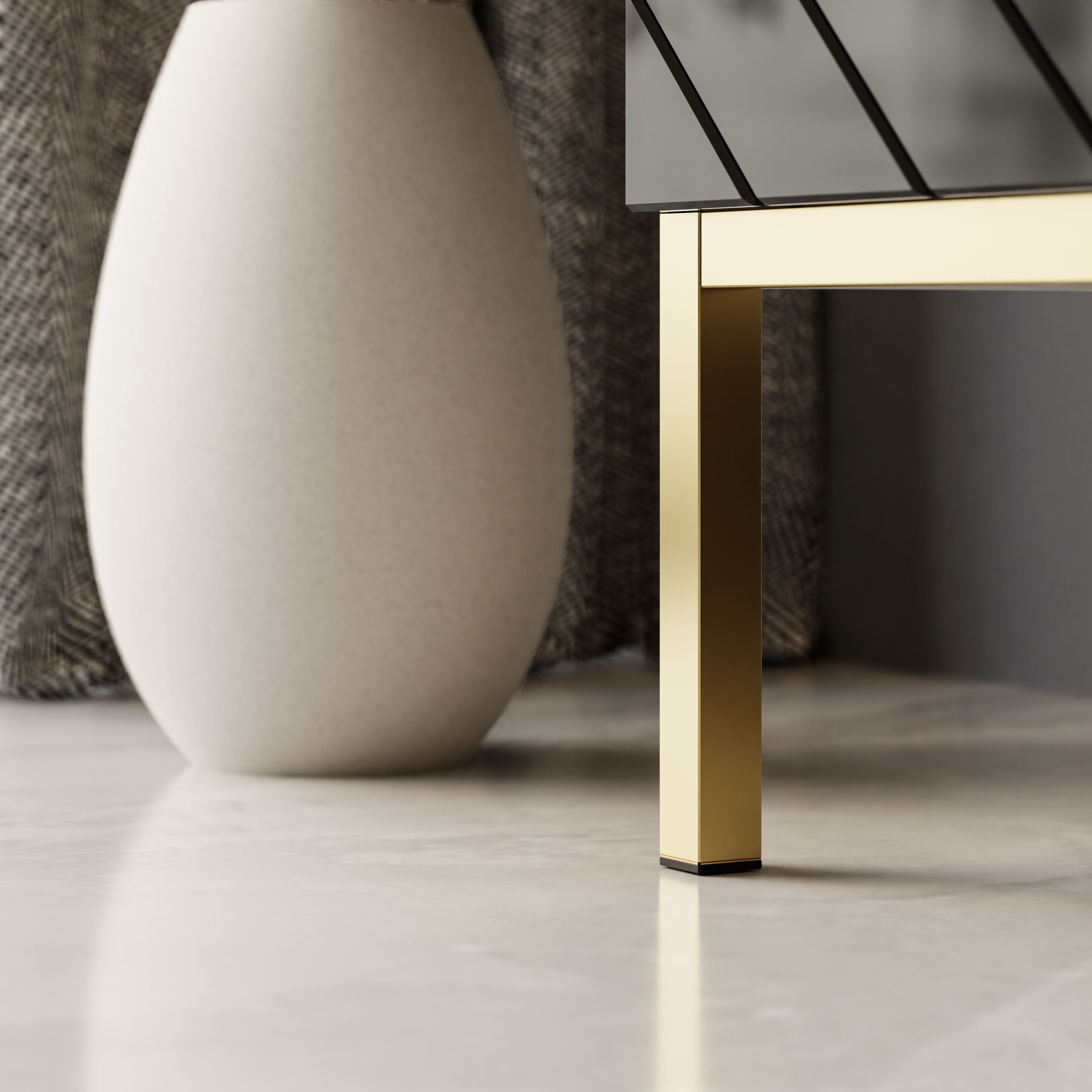 Kommode SANTILE auf goldenen Beinen Hochglanz