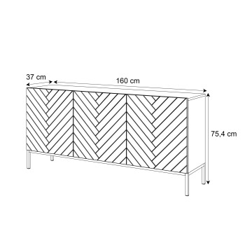 Kommode SANTILE auf goldenen Beinen Hochglanz