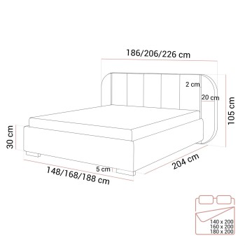 Polsterbett AMARA SILVER mit Bettkasten und Lattenrost