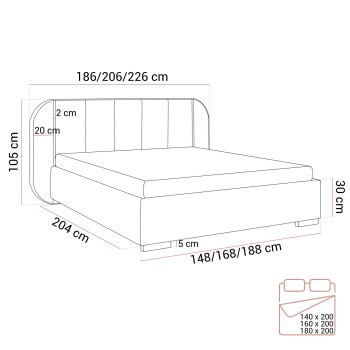 Polsterbett AMARA GOLD mit Bettkasten und Lattenrost