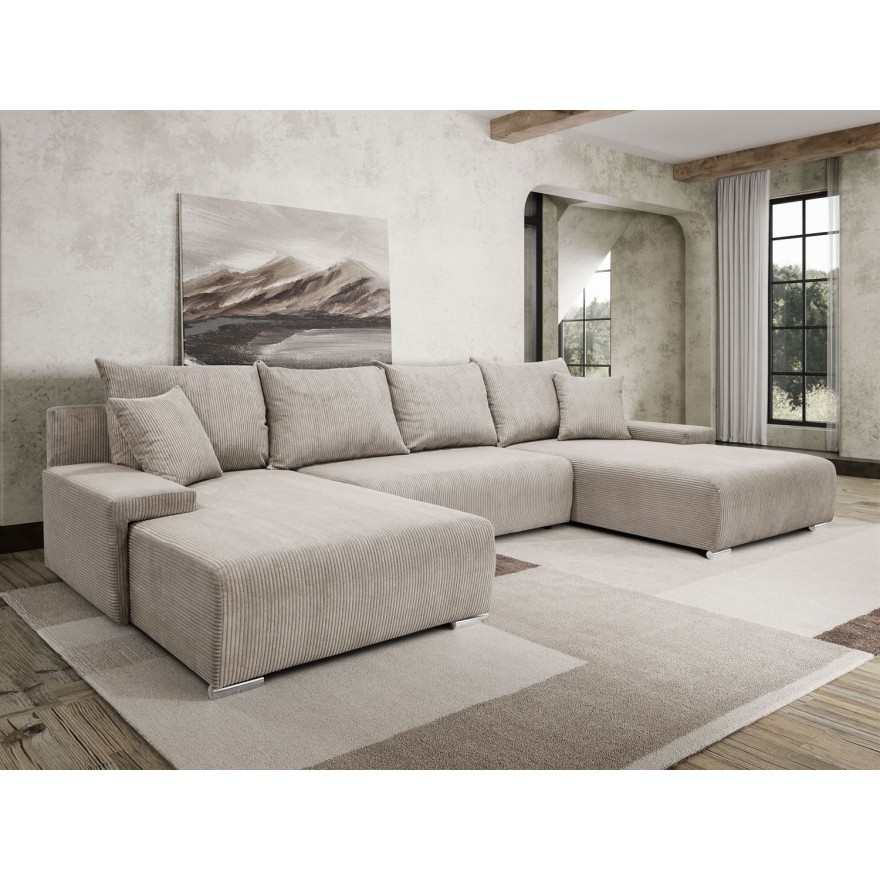 Ecksofa LAVIO U mit Schlaffunktion und Bettzeugkasten