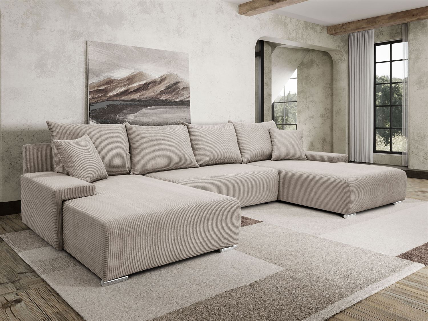 Ecksofa LAVIO U mit Schlaffunktion und Bettzeugkasten