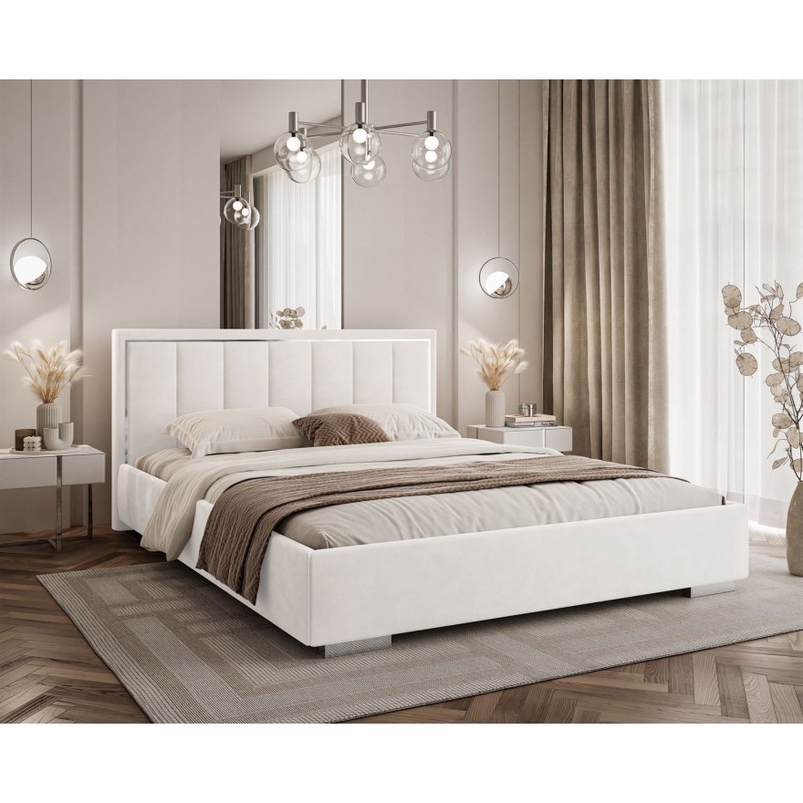 Polsterbett AURELIA SILVER mit Bettkasten und Metallgestell
