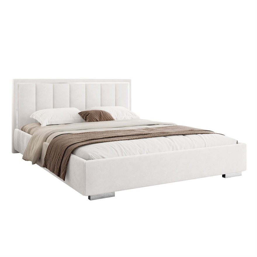 Polsterbett AURELIA SILVER mit Bettkasten und Metallgestell