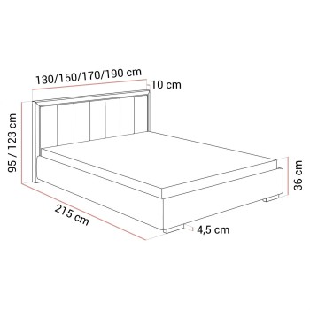 Polsterbett AURELIA SILVER mit Bettkasten und Metallgestell