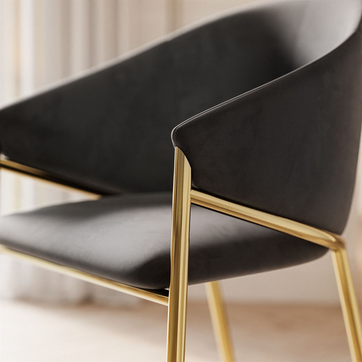 Polsterstuhl FANCY mit goldenen Beinen