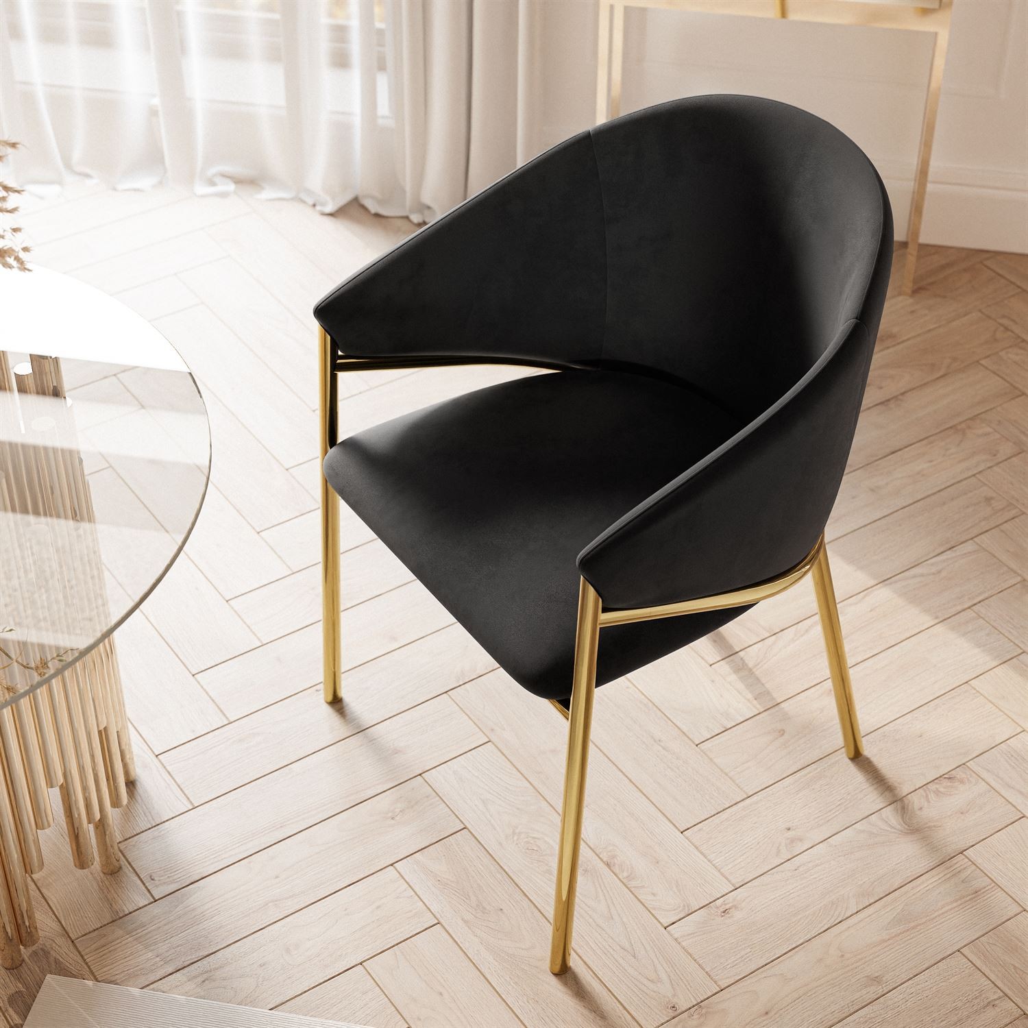 Polsterstuhl FANCY mit goldenen Beinen