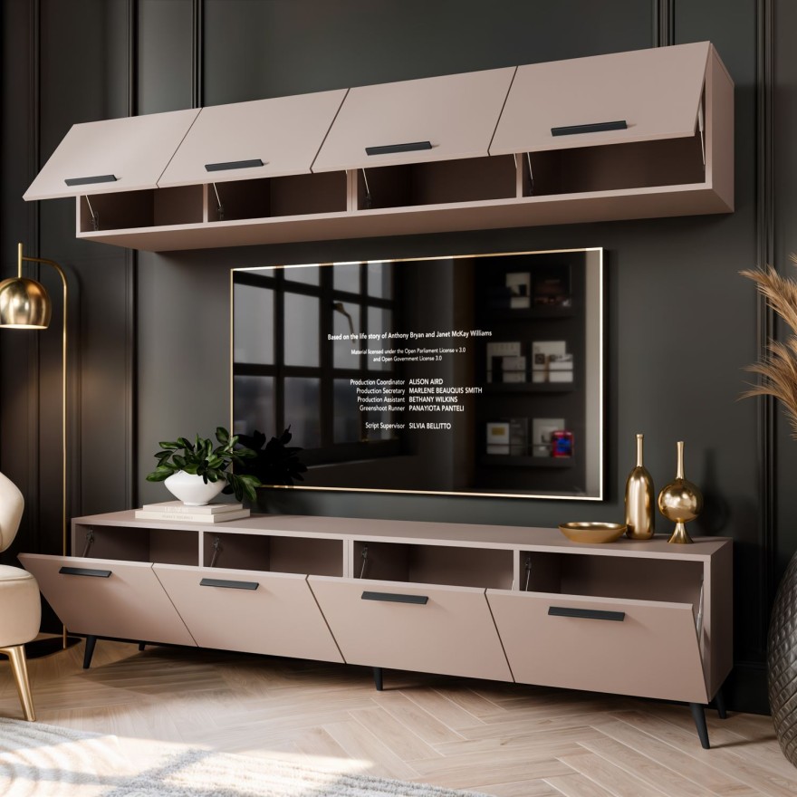 Wohnwand RTV AURA KASCHMIR auf hohen Beinen