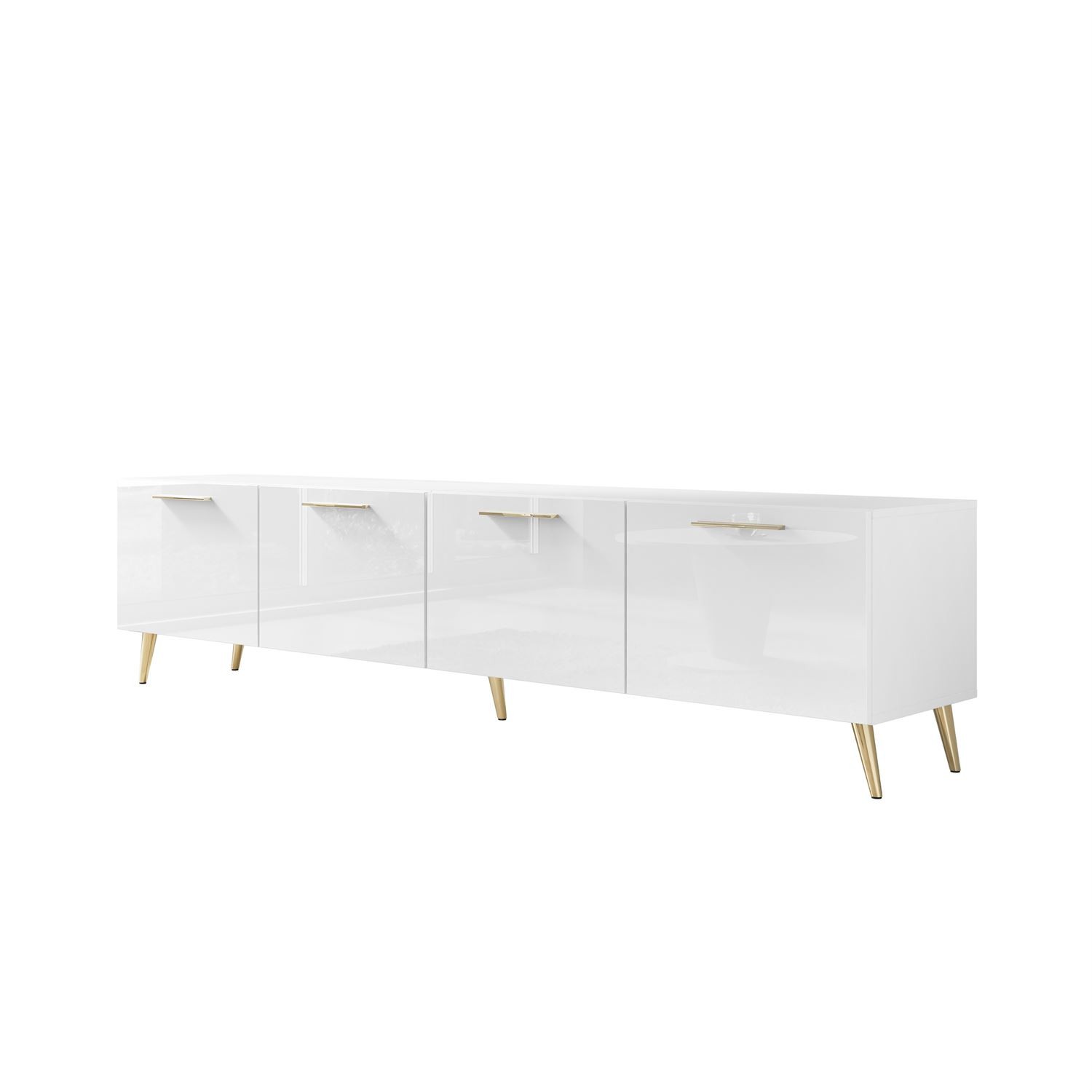 Weißer TV-Schrank AURA 200 cm mit Griffen