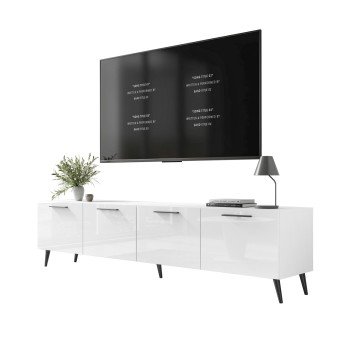 Weißer TV-Schrank AURA 200 cm mit Griffen