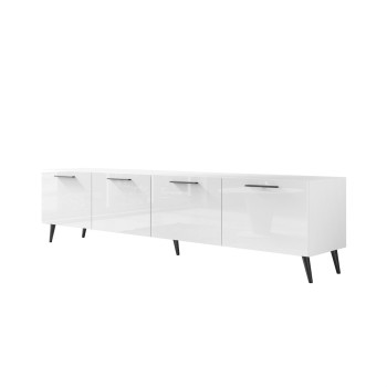 Weißer TV-Schrank AURA 200 cm mit Griffen