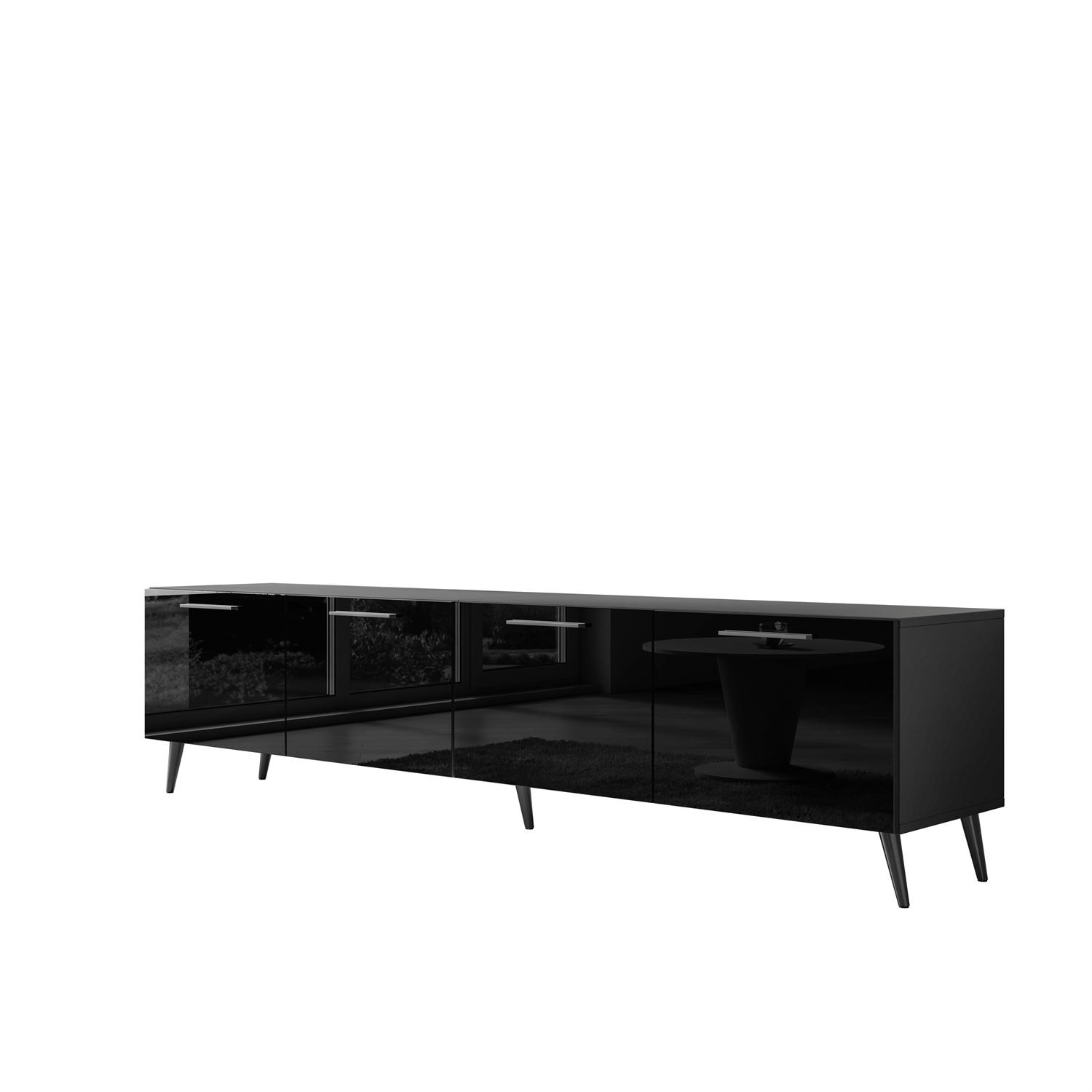 TV-Schrank AURA 200 cm schwarz mit Griffen