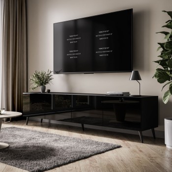 RTV-Schrank AURA 200 schwarz hochglanz