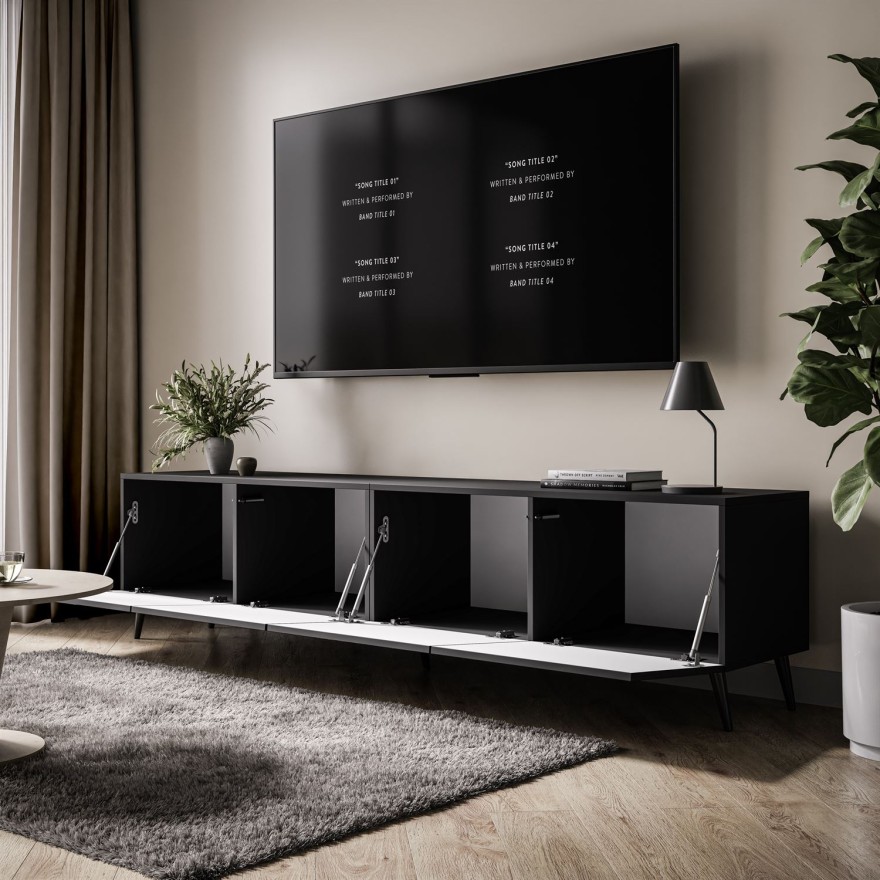 RTV-Schrank AURA 200 schwarz hochglanz