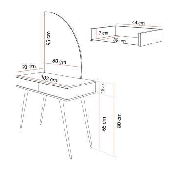 Schminktisch OXFORD mit Spiegel und LED-Beleuchtung