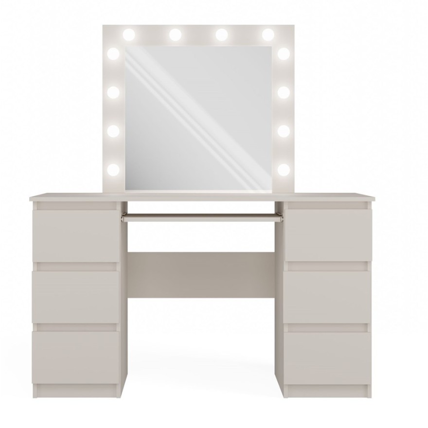 Schminktisch CASSIE PLUS mit Spiegel und LED-Beleuchtung