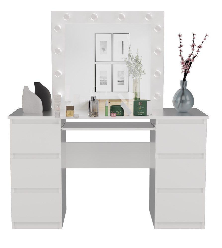 Schminktisch CASSIE PLUS mit Spiegel und LED-Beleuchtung