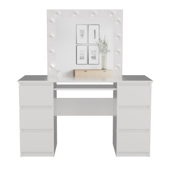 Schminktisch CASSIE PLUS mit Spiegel und LED-Beleuchtung