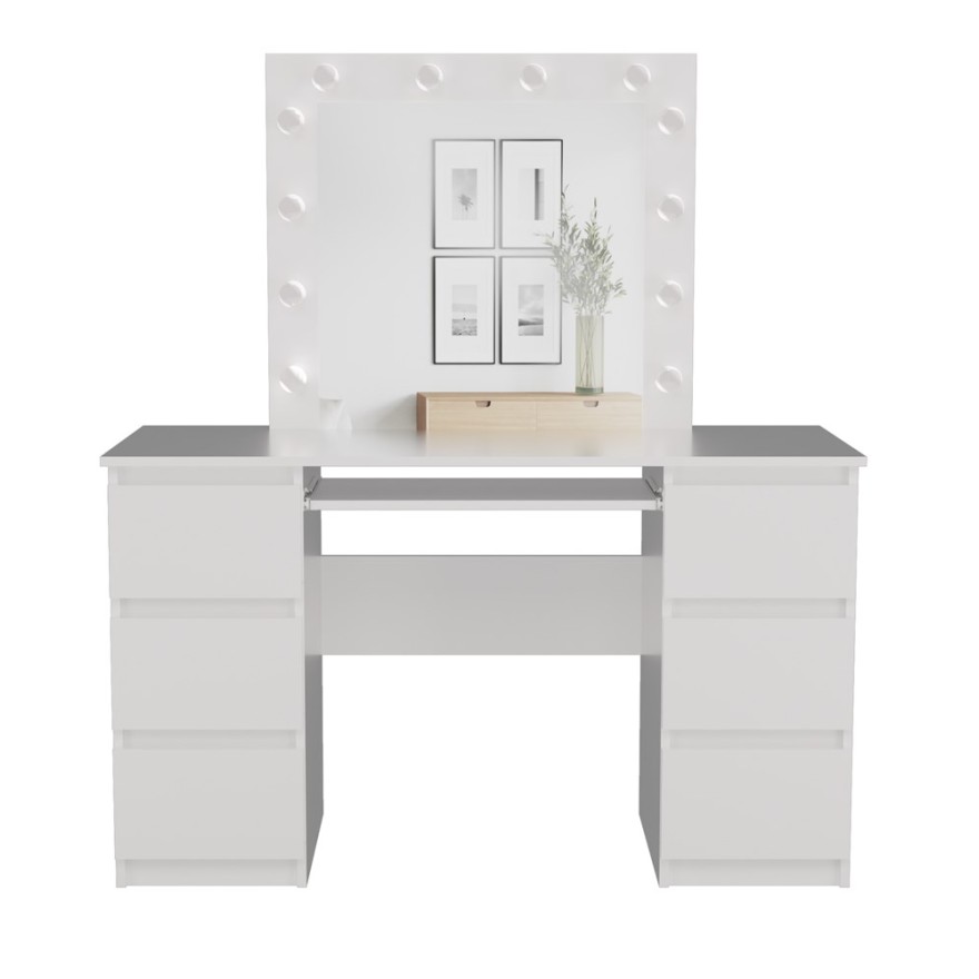 Schminktisch CASSIE PLUS mit Spiegel und LED-Beleuchtung