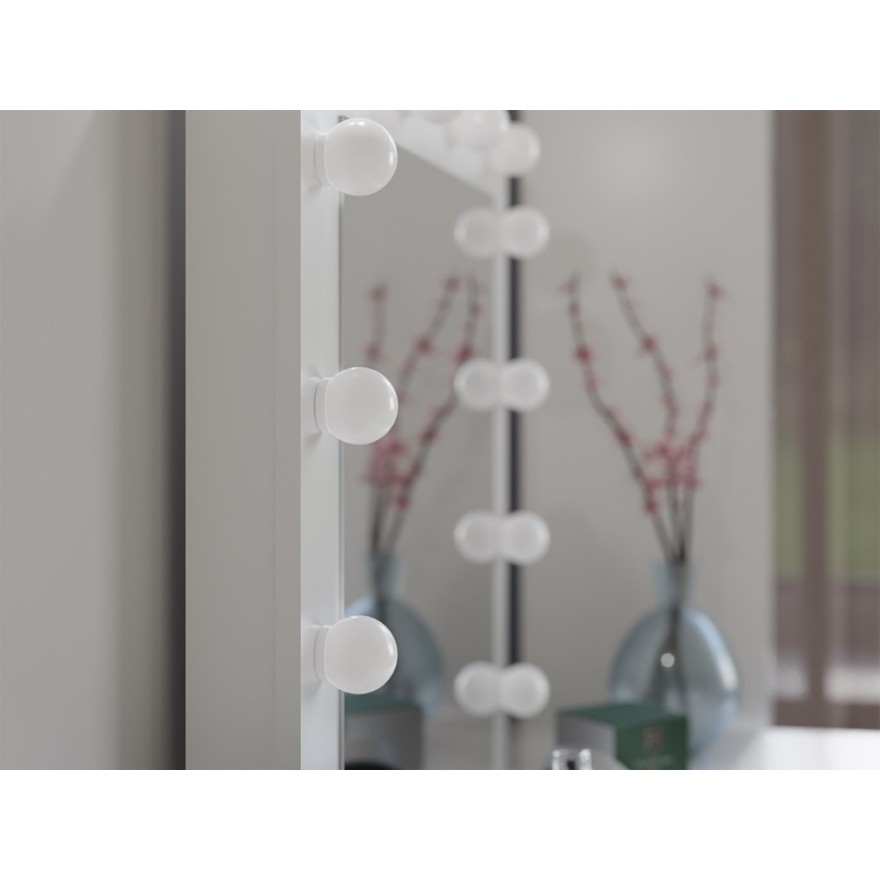 Schminktisch CASSIE PLUS mit Spiegel und LED-Beleuchtung