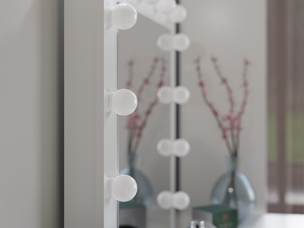 Schminktisch CASSIE PLUS mit Spiegel und LED-Beleuchtung