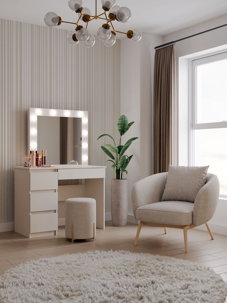 Schminktisch CASSIE III mit Spiegel und LED-Beleuchtung