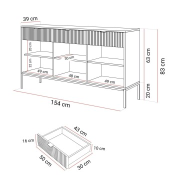 CORTADO GOLD Kommode KSZ154 mit 154 cm Schubladen