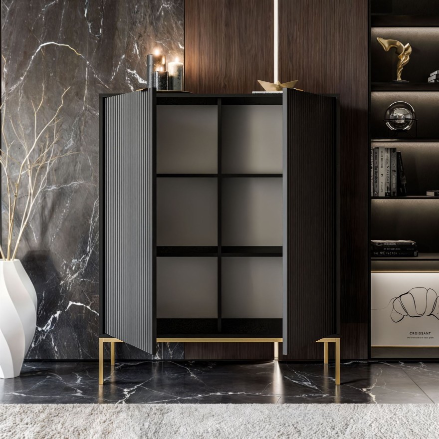 CORTADO GOLD Hochkommode K104 zweitürig