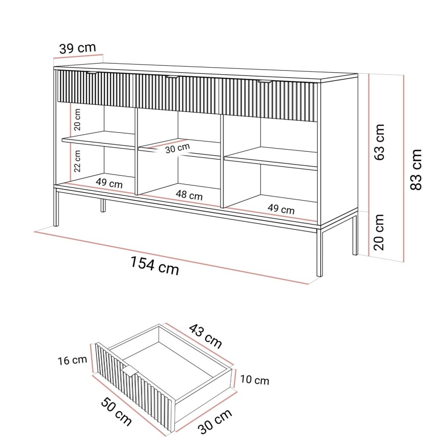 CORTADO KSZ154 Schubladenkommode 154 cm