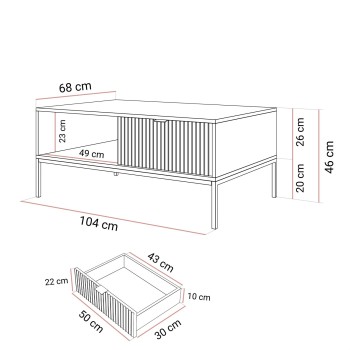 CORTADO GOLD Couchtisch L-104 mit Schublade