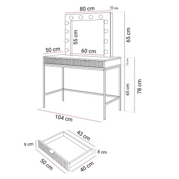 Schminktisch mit Spiegel CORTADO T104