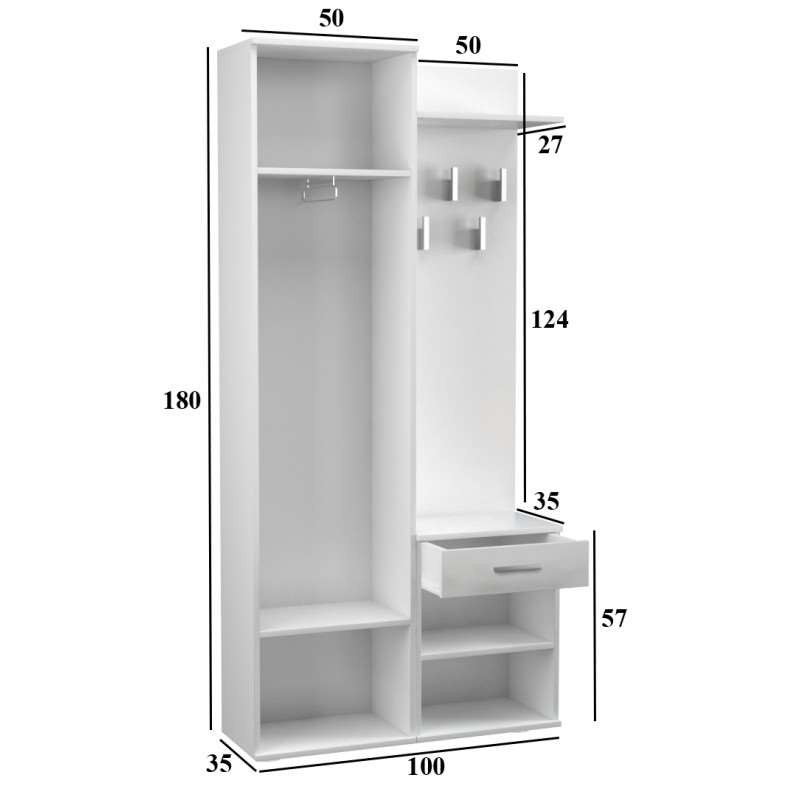 Garderobe für den Flur DEMO mit Spiegel