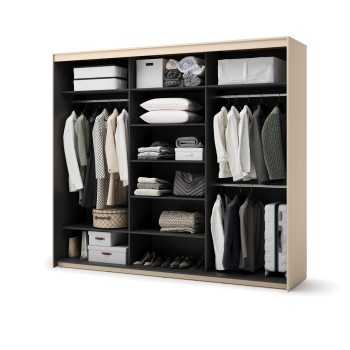 Schwebetürenschrank TREND 250 cm mit Spiegel und LED-Beleuchtung