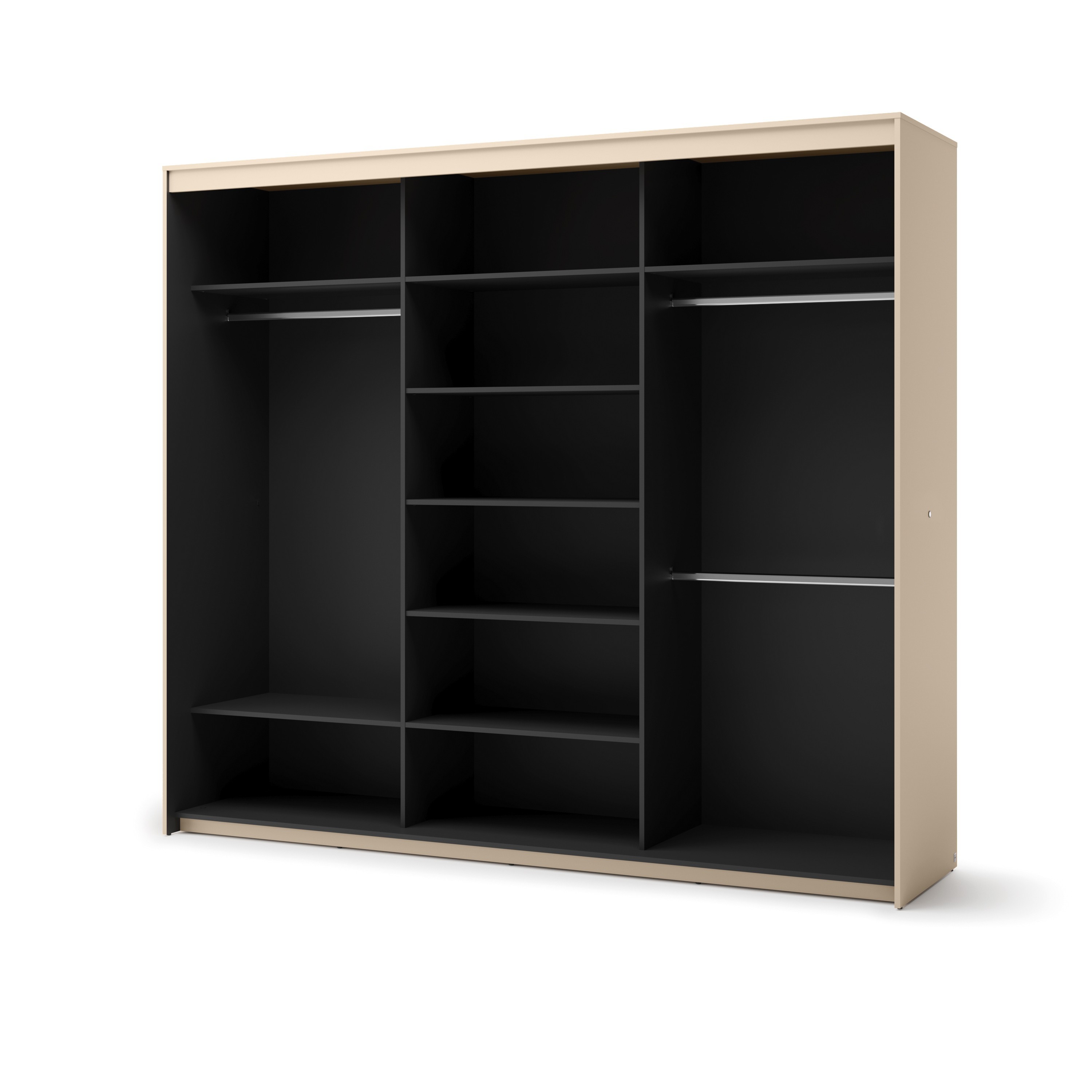 Schwebetürenschrank TREND 250 cm mit Spiegel und LED-Beleuchtung
