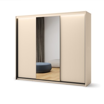 Schwebetürenschrank TREND 250 cm mit Spiegel und LED-Beleuchtung