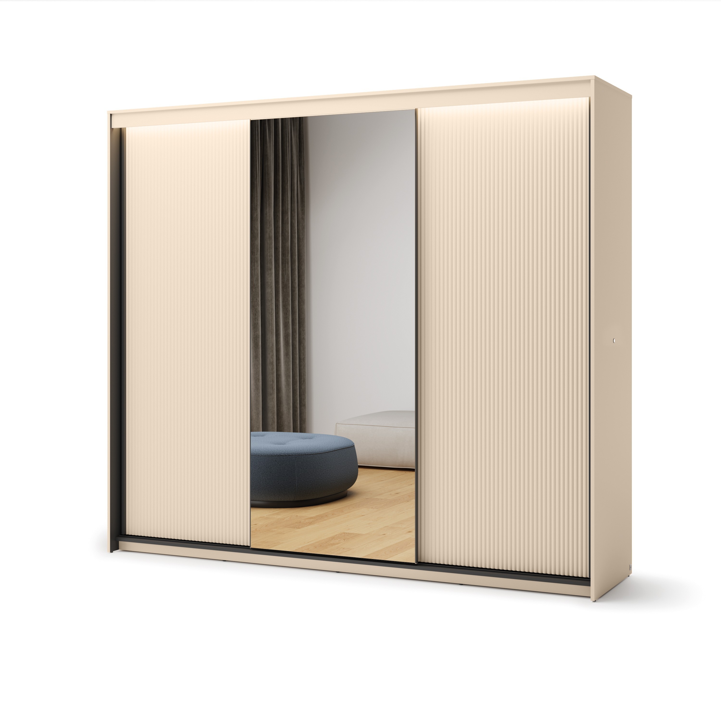 Schwebetürenschrank TREND 250 cm mit Spiegel und LED-Beleuchtung